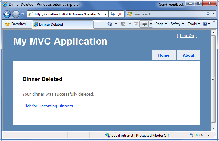 Screenshot of the Deleted view template.