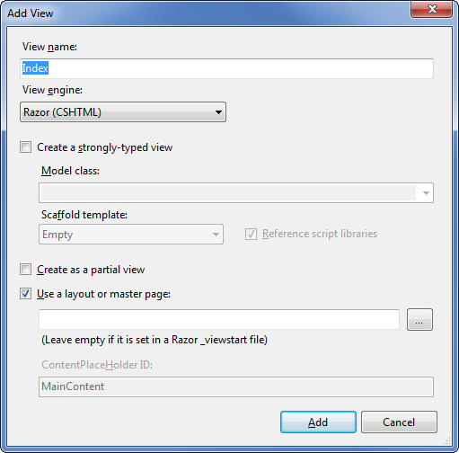 Screenshot of the add view dialog box, with menu options for selecting and adding your view.