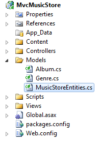 Screenshot of the Models folder to add a Context Class.