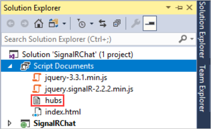 autogenerated hubs script in the Script Documents node