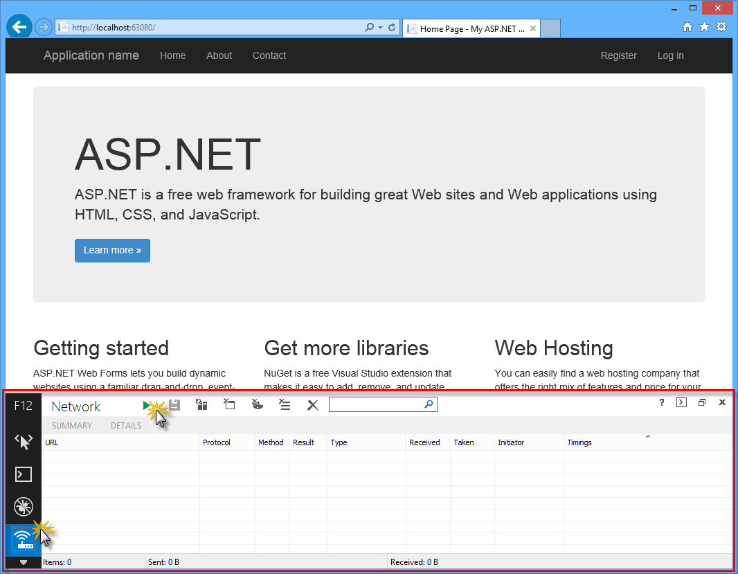 Initiating Web API network capture