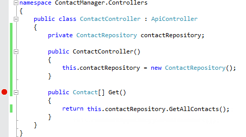 Adding breakpoints to the contact controller