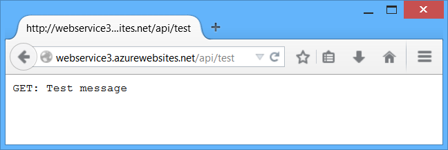Web browser showing test message