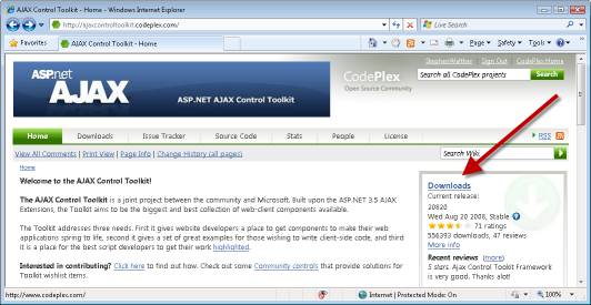 Downloading the AJAX Control Toolkit