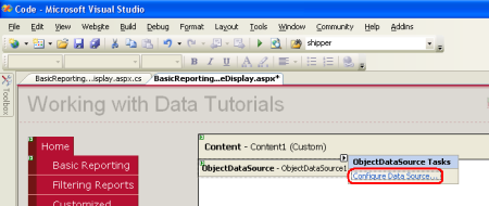 Click the Configure Data Source Link from the Smart Tag