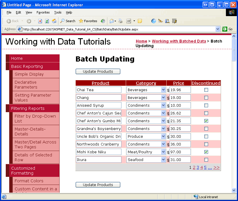 Objectdatasource Update Multiple Rows