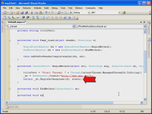 Screenshot of the video walkthrough of an asynchronous page request, showing the Microsoft Visual Code screen.