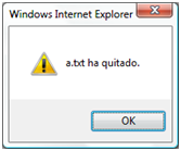 Screenshot that shows a prompt to delete the file in Spanish.