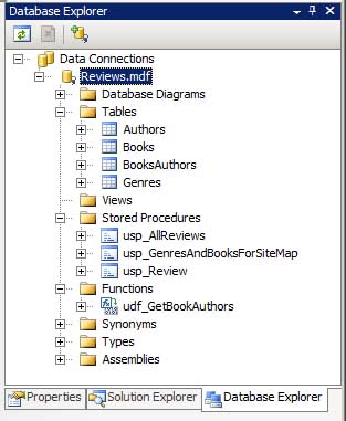 Locate the Database in the Database Explorer or Server Explorer