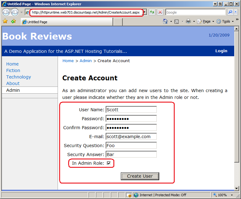 Screenshot of the Administrators being able to create new user accounts.