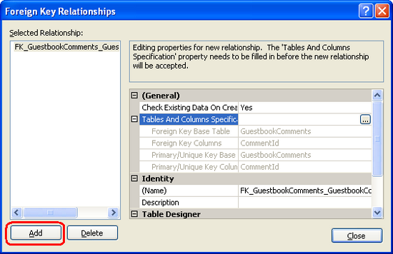 Use the Foreign Key Relationships Dialog Box to Manage a Table's Foreign Key Constraints