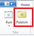 'Publish' button in WebMatrix ribbon