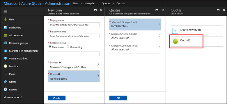 Assign the quota for new plan in Azure Stack Hub