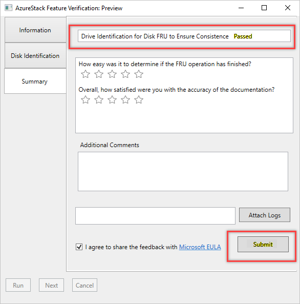 Submit the Drive Identification Test—Interactive testing in Azure Stack Hub