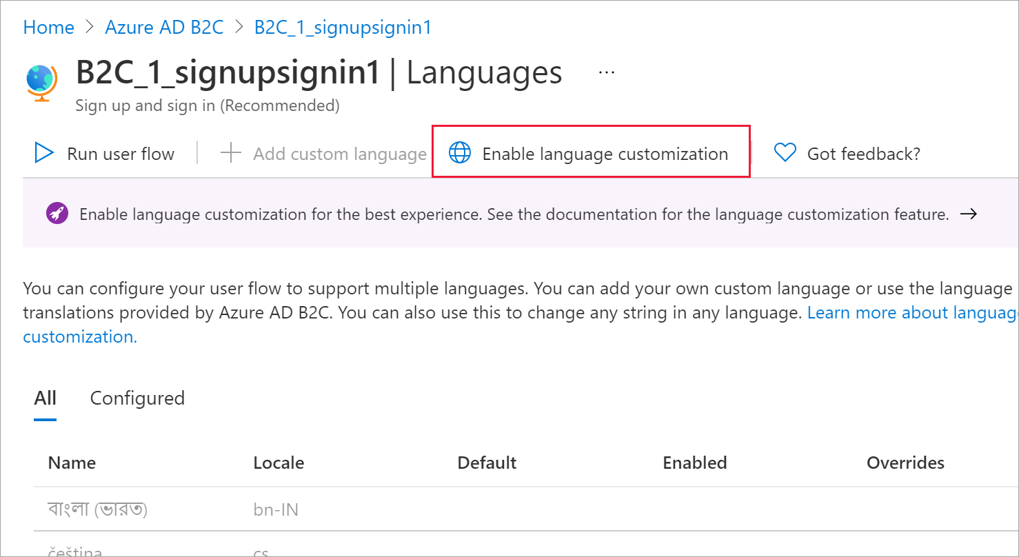 Enable language customization