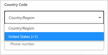 Country code drop-down