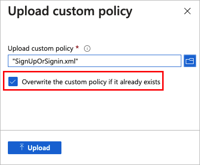 Screenshot that demonstrates how to overwrite the custom policy if it already exists.