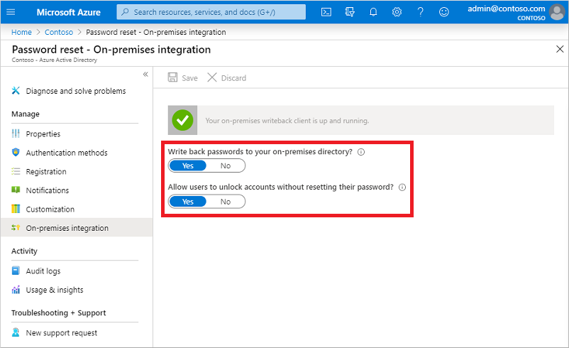Enable Azure AD self-service password reset for password writeback