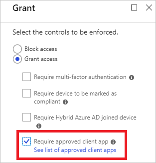 Control access for approved client apps