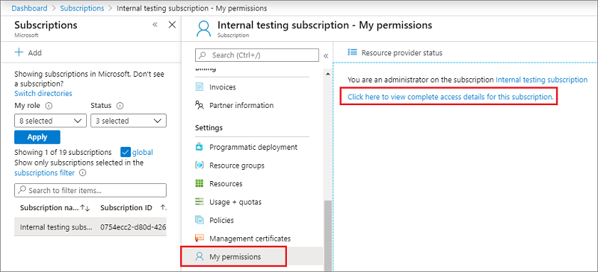 Select the subscription you want to create the service principal in