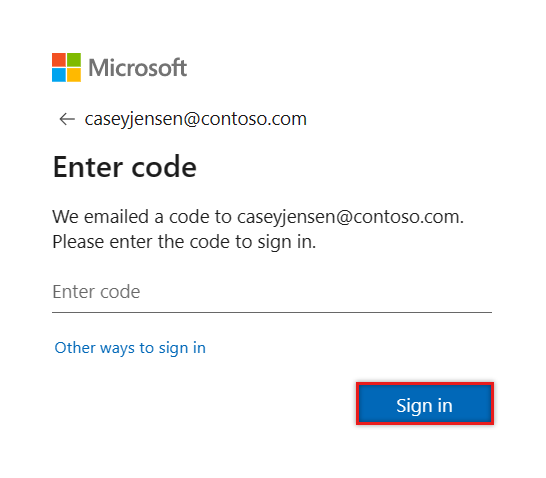 Screenshot prompting user to enter verification code to sign-in.