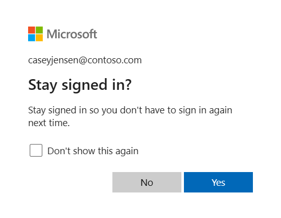 Screenshot depicting the option on whether to stay signed in.