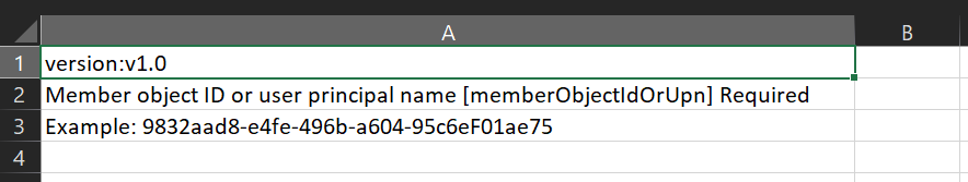 The CSV file contains names and IDs of the members to import