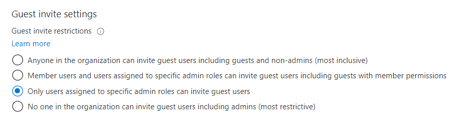 Screenshot showing the External Users settings.