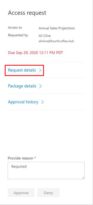 My Access portal - Access request- Click request details