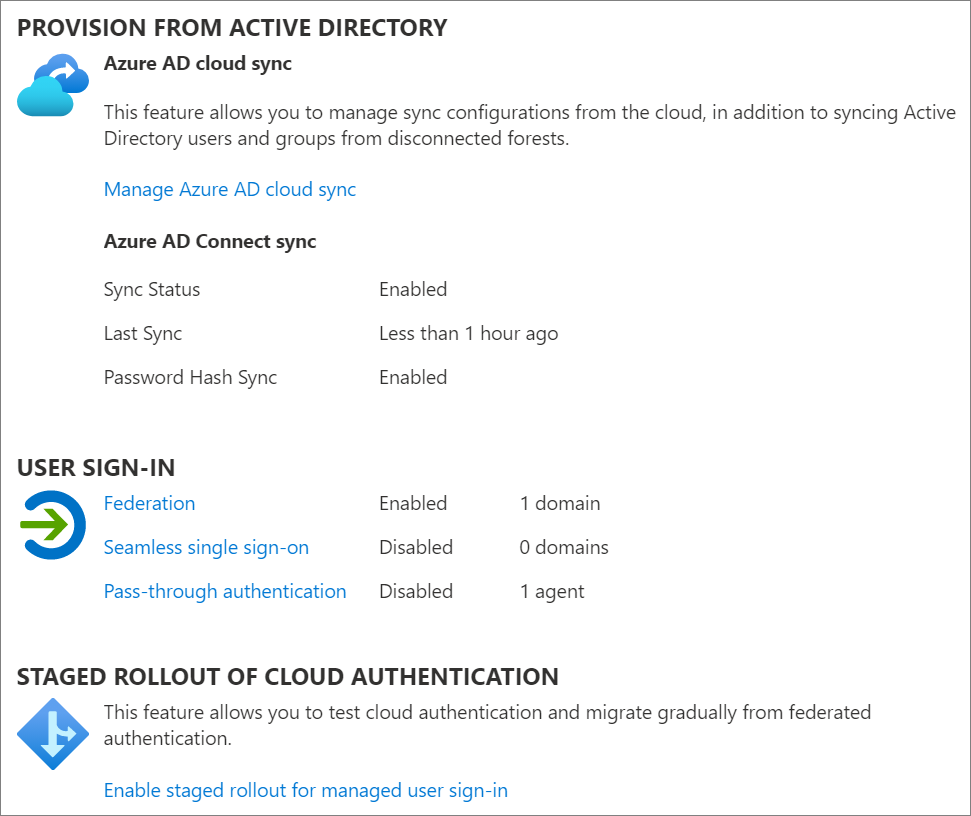 Verify current Azure AD Connect settings