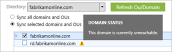 Screenshot showing unreachable domains.