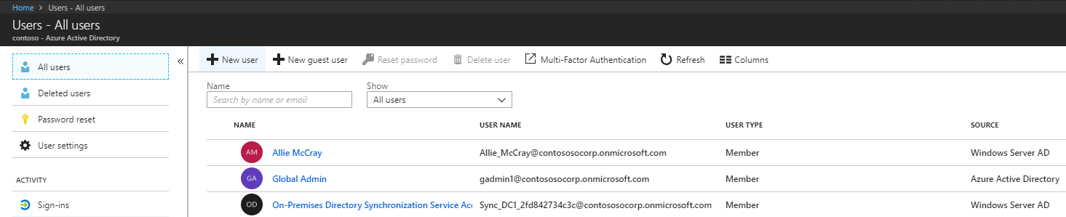 Screenshot that shows verifying that users were synced in Microsoft Entra ID.