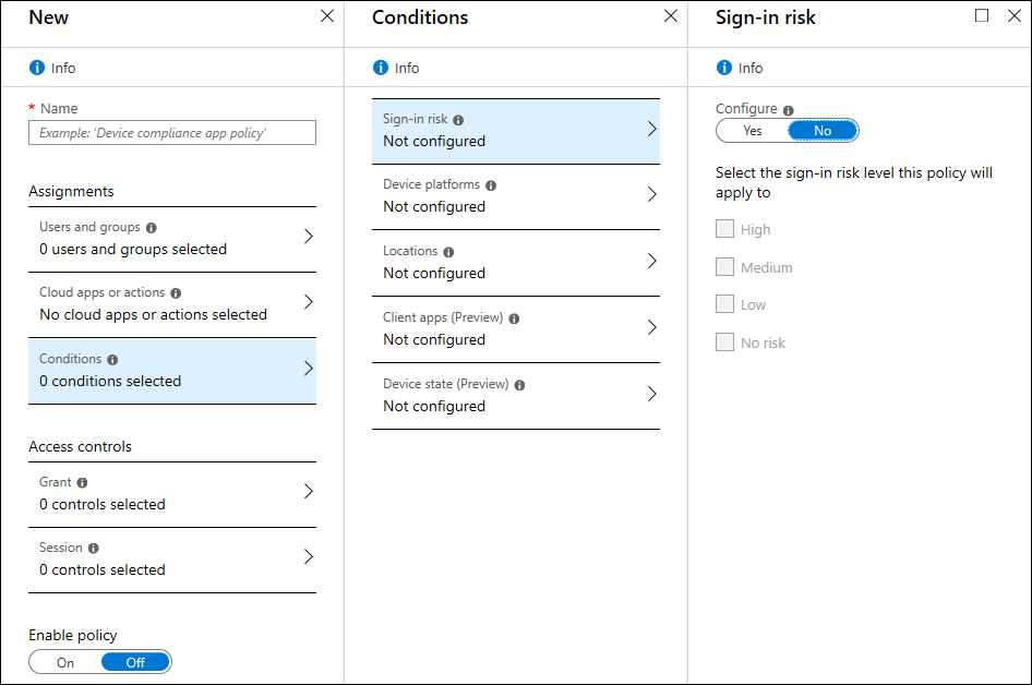 Custom Conditional Access sign-in risk policy