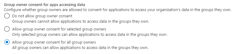 Group owner consent settings