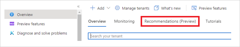 Manage Azure AD recommendations