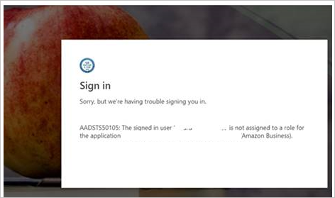 Screenshot shows an error message that you can’t be signed in.