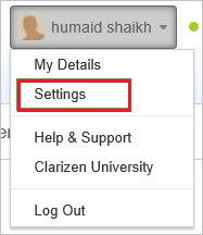 Clicking "Settings" under your username