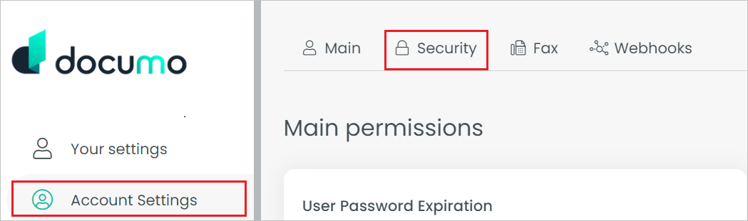 screenshot for security page.