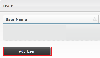 Screenshot that shows the "Users" section with the "Add User" button selected.
