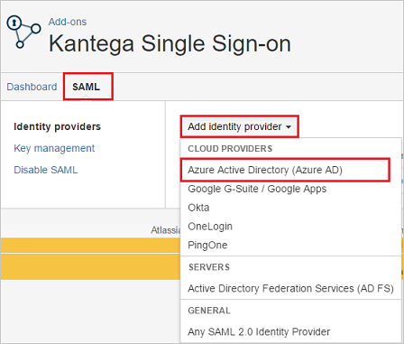 Screenshot shows Kantega Single Sign-On with Microsoft Entra ID selected as the identity provider.
