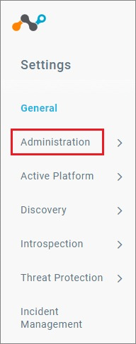 Screenshot shows Administration selected from Settings.