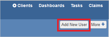 Screenshot that shows the "Add New User" button selected.