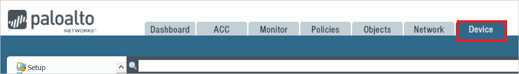 The Palo Alto Networks website Device tab