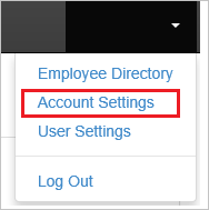 Screenshot that shows "Account Settings" selected from the main toolbar.