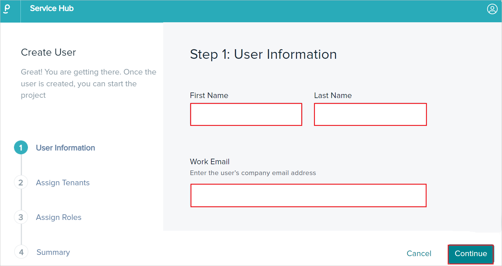 Screenshot that shows the User Information fields.