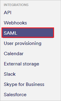 Select SAML.