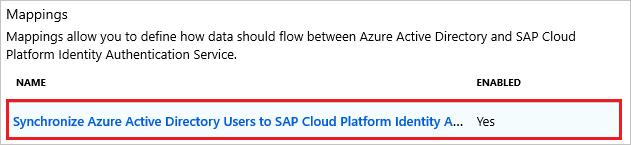 Screenshot of the SAP Cloud Identity Services User Mappings.