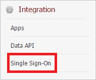 Screenshot shows Single Sign-On selected from the Integration menu.