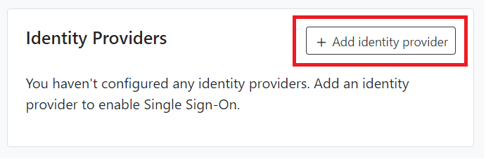 Screenshot shows the "Add identity provider" button.