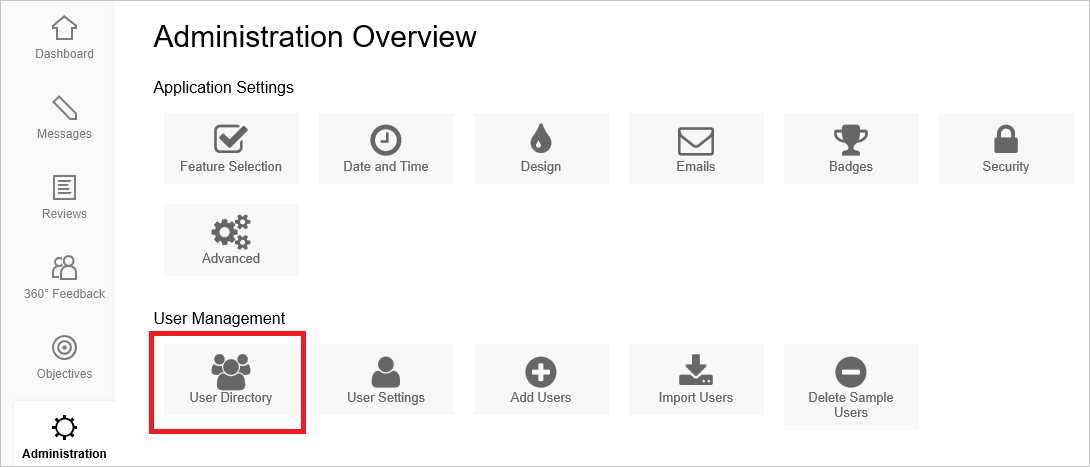 Screenshot shows "Add Users" selected from Administration Overview.